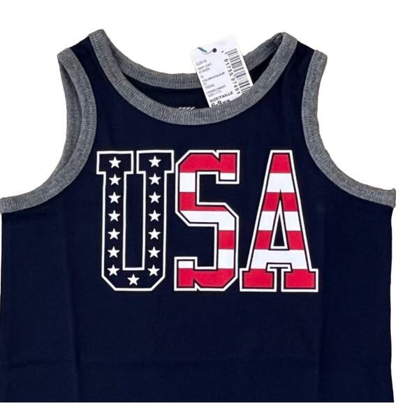 NWT Children's Place Navy W/USA Flag 4th of July Graphic Tank Top - Size 6-9M - Picture 3 of 7
